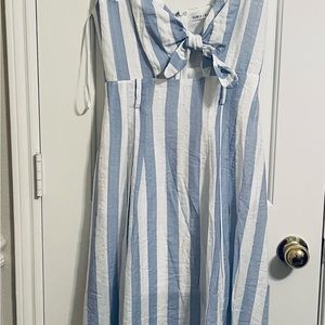 NWT Saints Secrets striped white blue summer beach dress side pocket lined Sz S